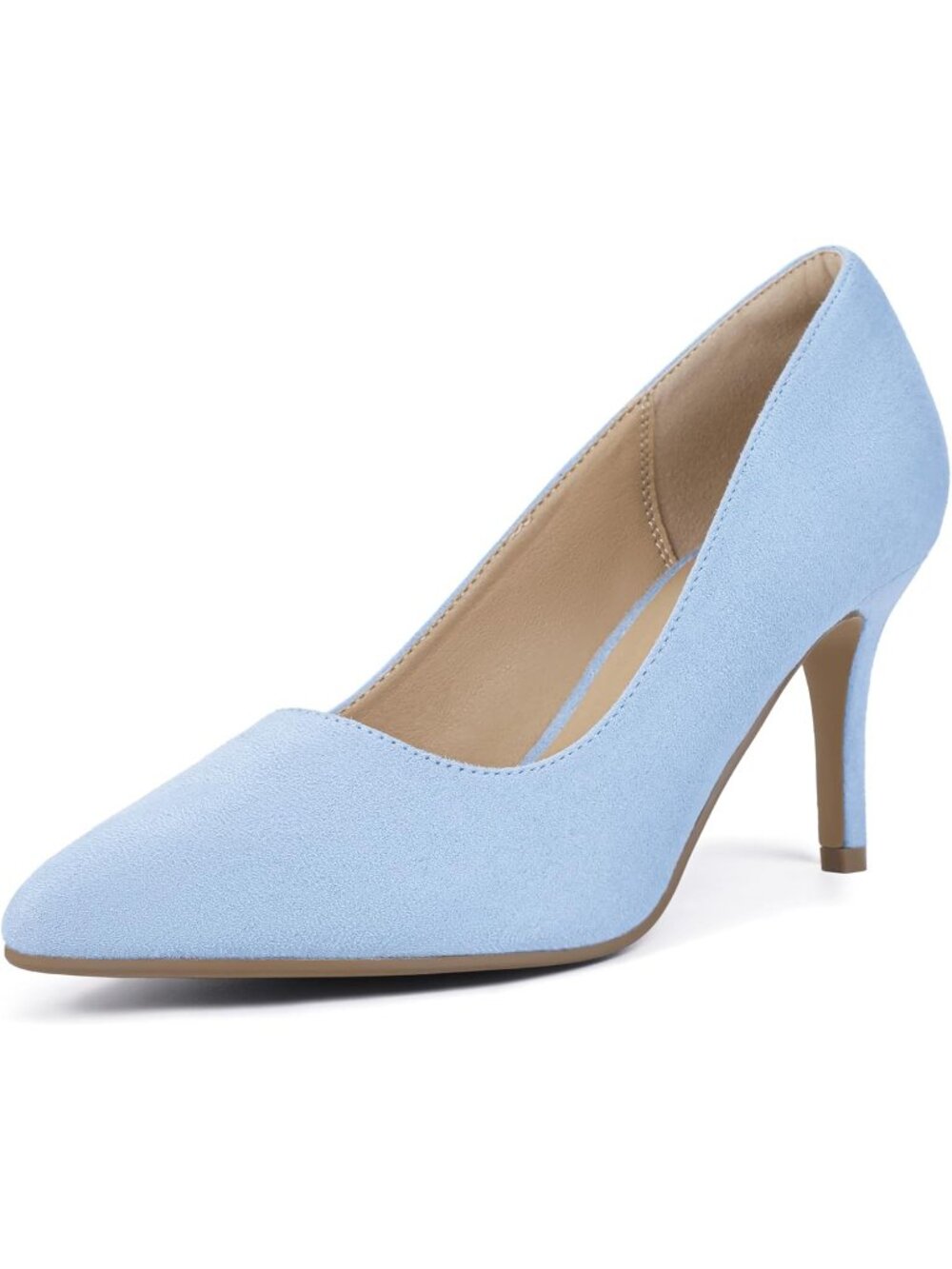 Women's Baby Blue Suede Stiletto Pointed Closed Toe High Heels Pumps Shoes